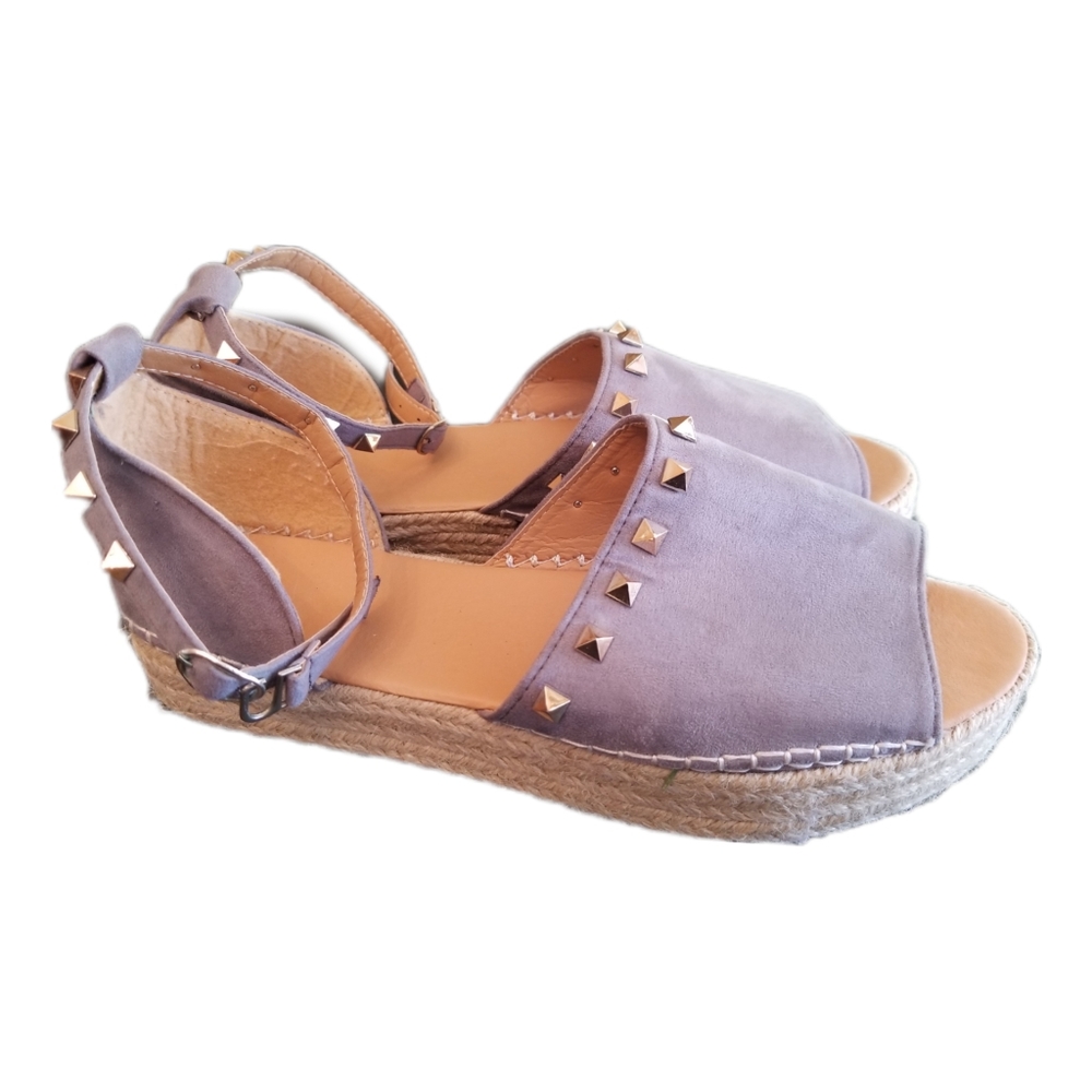 No brand Light Blue Espadrilles with Studs detail spring break vacation